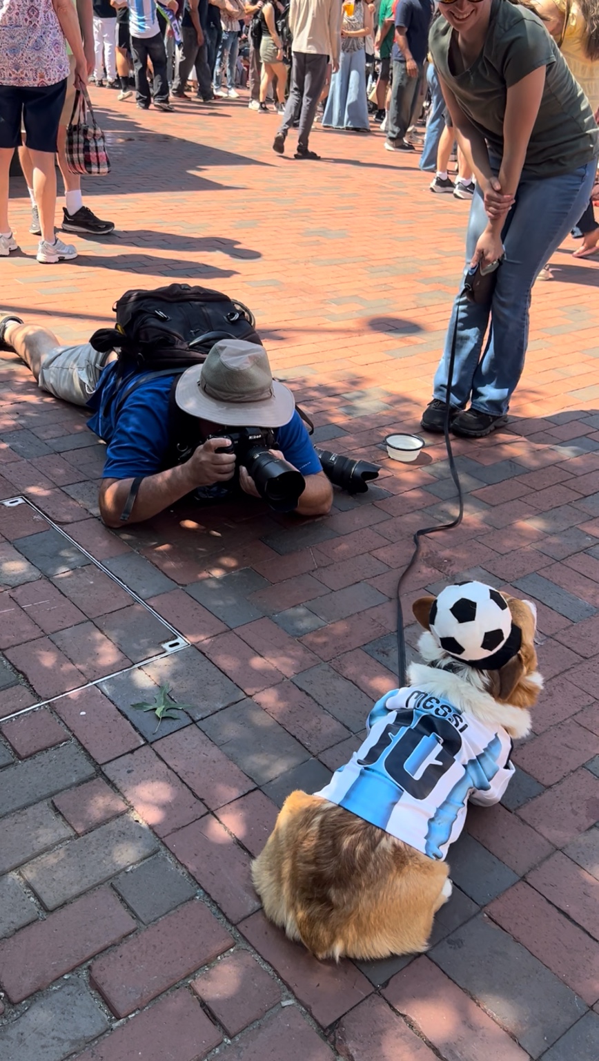 A photographer photographing Rocko at the watch party